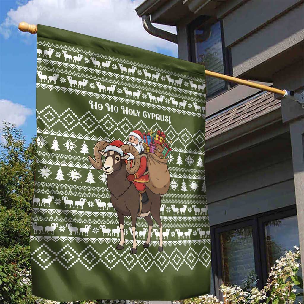 Cyprus Christmas Garden Flag Santa Riding Ram Ho Ho Holy Cyprus - African Pride