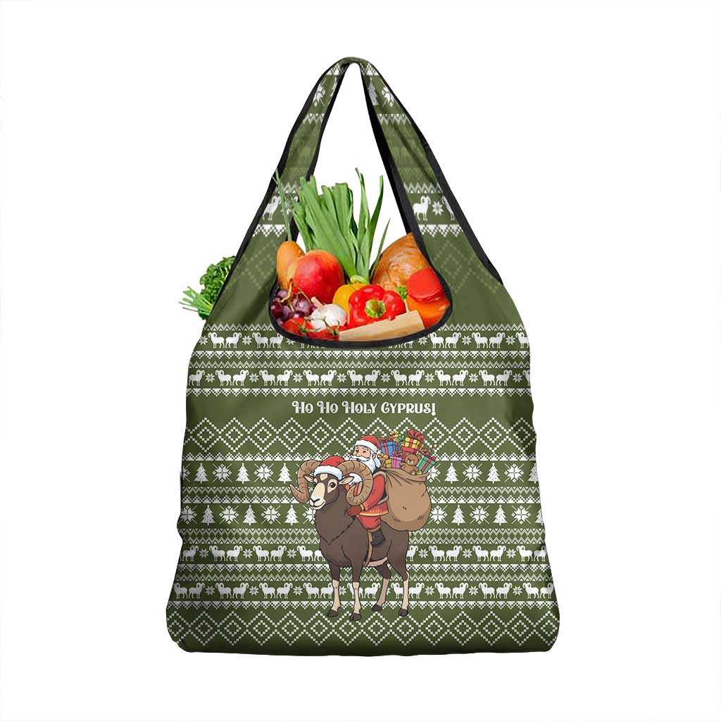 Cyprus Christmas Grocery Bag Santa Riding Ram Ho Ho Holy Cyprus - African Pride