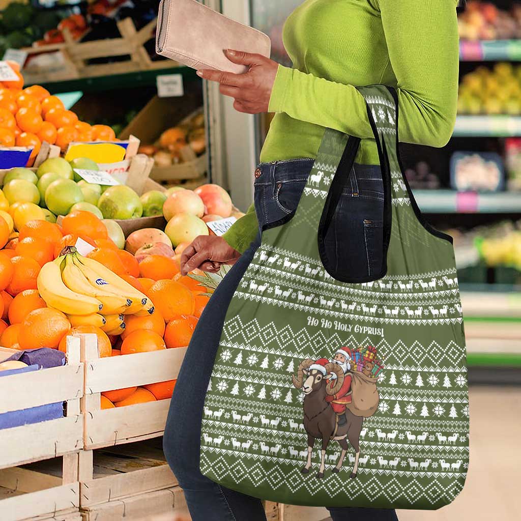 Cyprus Christmas Grocery Bag Santa Riding Ram Ho Ho Holy Cyprus - African Pride