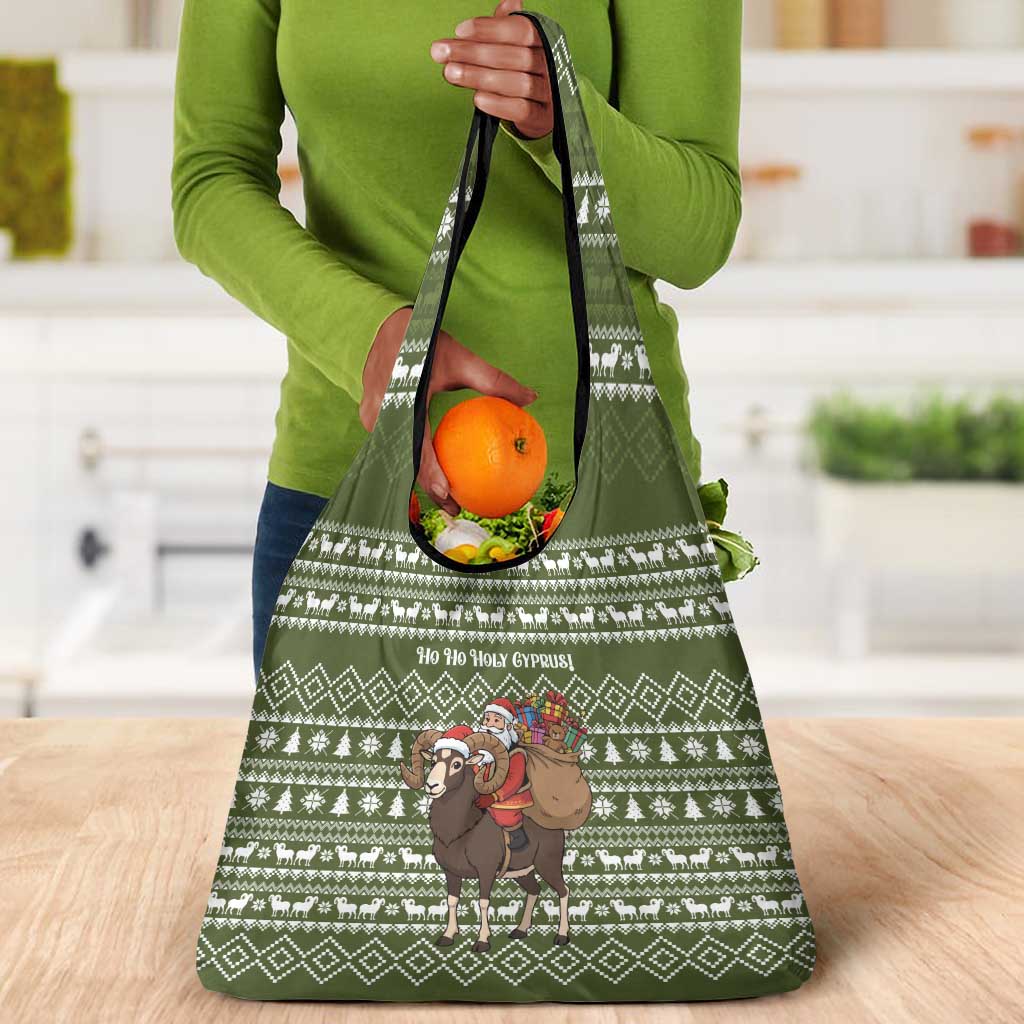 Cyprus Christmas Grocery Bag Santa Riding Ram Ho Ho Holy Cyprus - African Pride