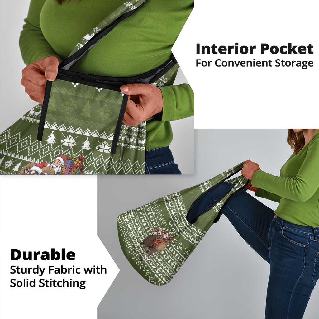 Cyprus Christmas Grocery Bag Santa Riding Ram Ho Ho Holy Cyprus - African Pride