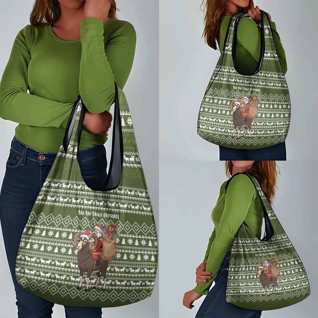 Cyprus Christmas Grocery Bag Santa Riding Ram Ho Ho Holy Cyprus - African Pride
