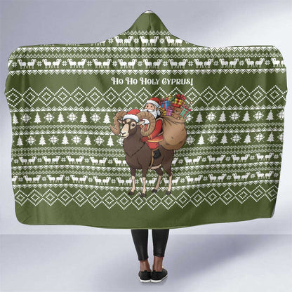 Cyprus Christmas Hooded Blanket Santa Riding Ram Ho Ho Holy Cyprus - African Pride