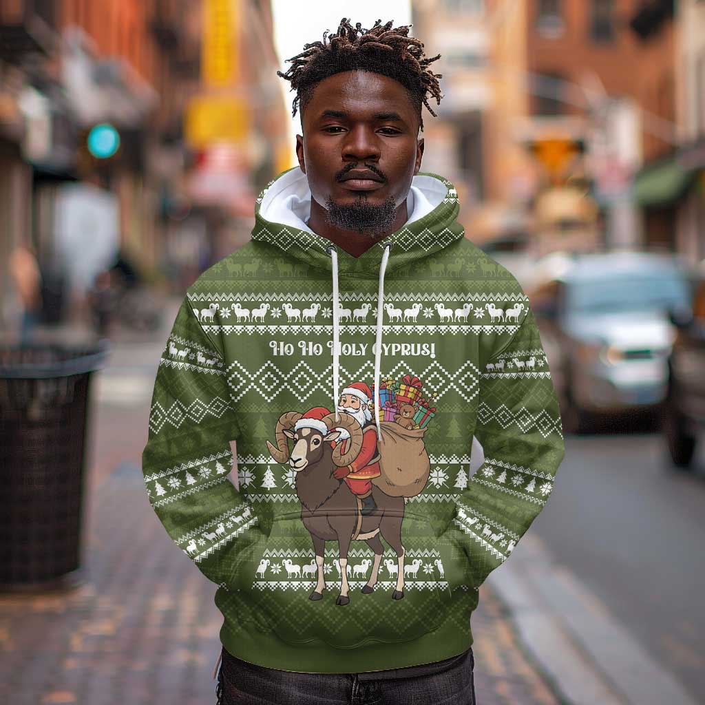 Cyprus Christmas Hoodie Santa Riding Ram Ho Ho Holy Cyprus - African Pride