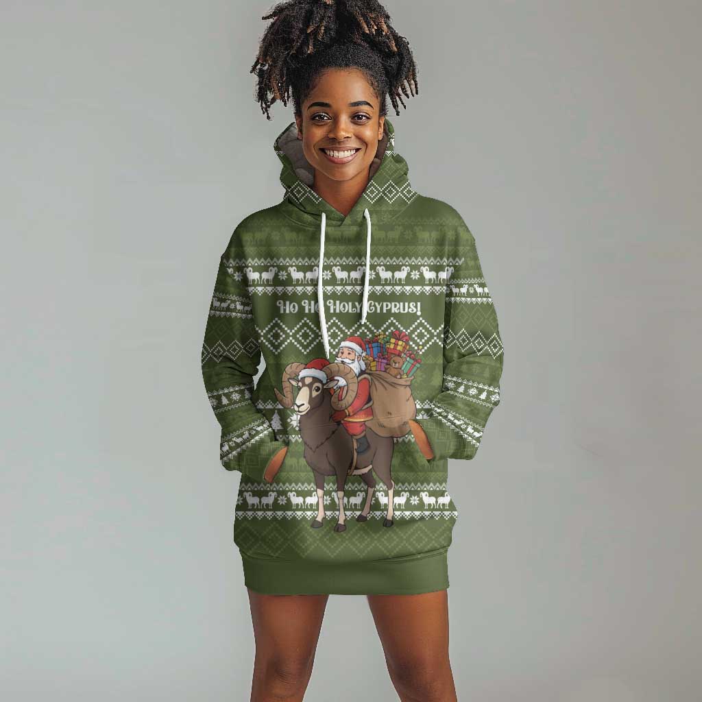 Cyprus Christmas Hoodie Dress Santa Riding Ram Ho Ho Holy Cyprus - African Pride