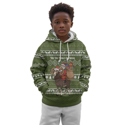 Cyprus Christmas Kid Hoodie Santa Riding Ram Ho Ho Holy Cyprus - African Pride