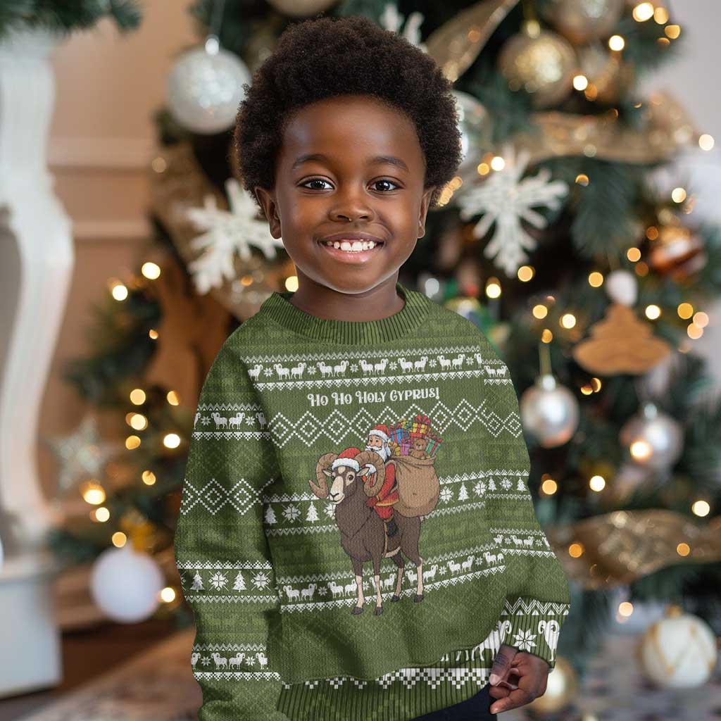 Cyprus Christmas Kid Ugly Christmas Sweater Santa Riding Ram Ho Ho Holy Cyprus - African Pride