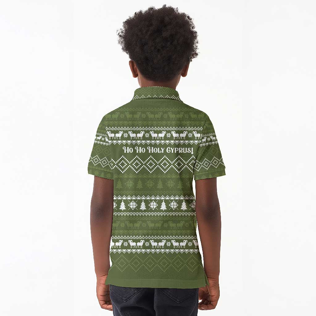 Cyprus Christmas Kid Polo Shirt Santa Riding Ram Ho Ho Holy Cyprus - African Pride