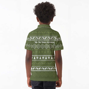 Cyprus Christmas Kid Polo Shirt Santa Riding Ram Ho Ho Holy Cyprus - African Pride