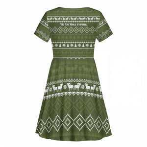 Cyprus Christmas Kid Short Sleeve Dress Santa Riding Ram Ho Ho Holy Cyprus - African Pride