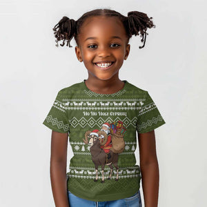 Cyprus Christmas Kid T shirt Santa Riding Ram Ho Ho Holy Cyprus - African Pride