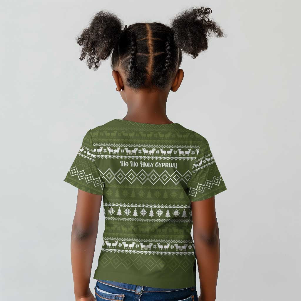 Cyprus Christmas Kid T shirt Santa Riding Ram Ho Ho Holy Cyprus - African Pride