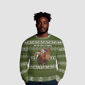 Cyprus Christmas Ugly Christmas Sweater Santa Riding Ram Ho Ho Holy Cyprus - African Pride