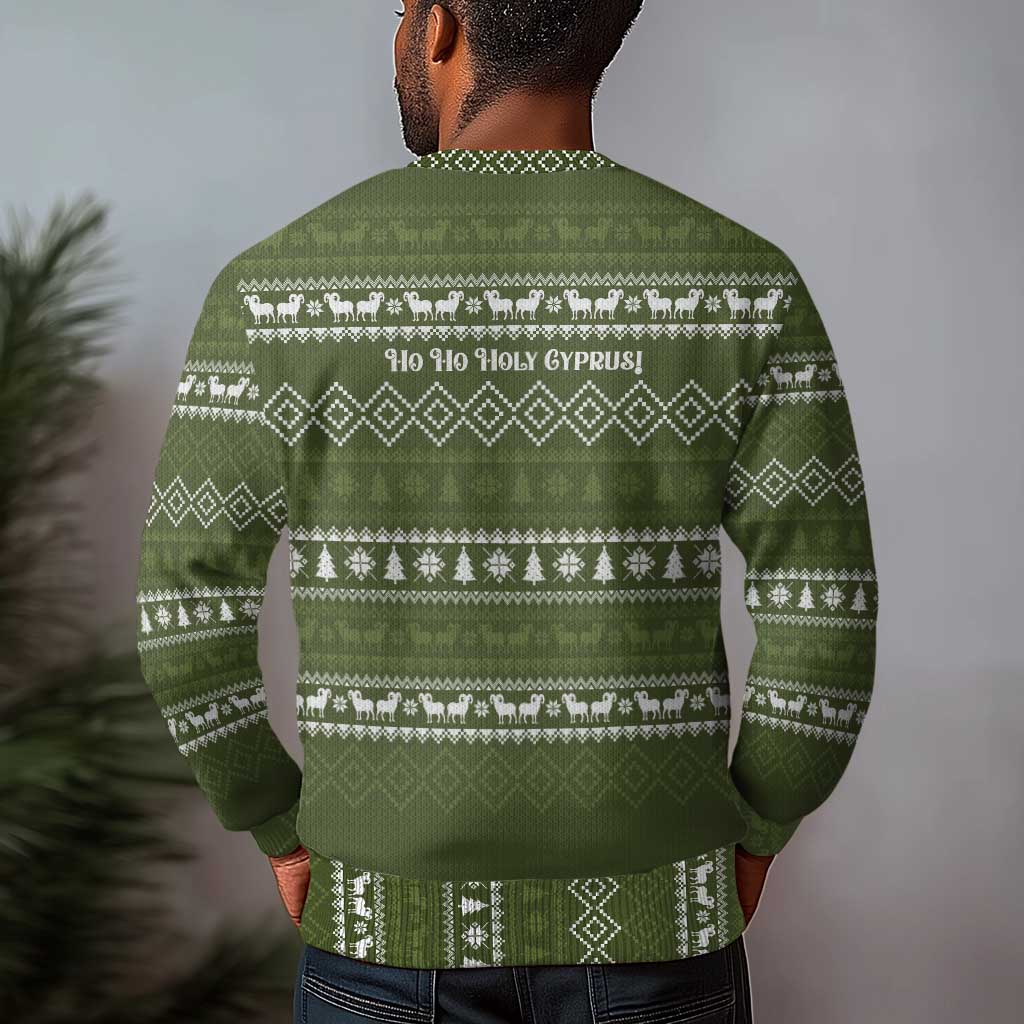 Cyprus Christmas Ugly Christmas Sweater Santa Riding Ram Ho Ho Holy Cyprus - African Pride