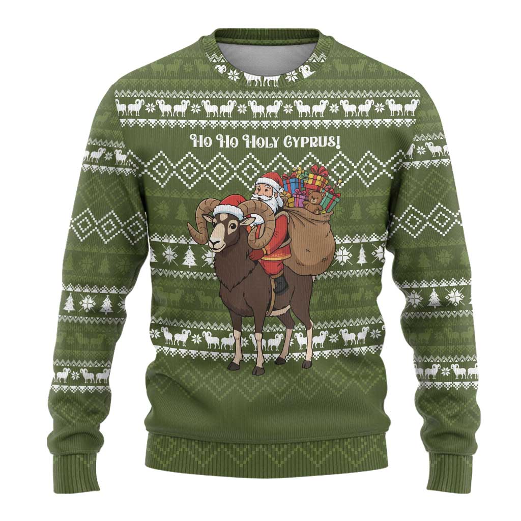 Cyprus Christmas Ugly Christmas Sweater Santa Riding Ram Ho Ho Holy Cyprus - African Pride