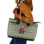 Cyprus Christmas Leather Tote Bag Santa Riding Ram Ho Ho Holy Cyprus - African Pride