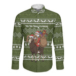 Cyprus Christmas Long Sleeve Button Shirt Santa Riding Ram Ho Ho Holy Cyprus - African Pride