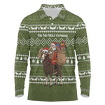 Cyprus Christmas Long Sleeve Polo Shirt Santa Riding Ram Ho Ho Holy Cyprus - African Pride