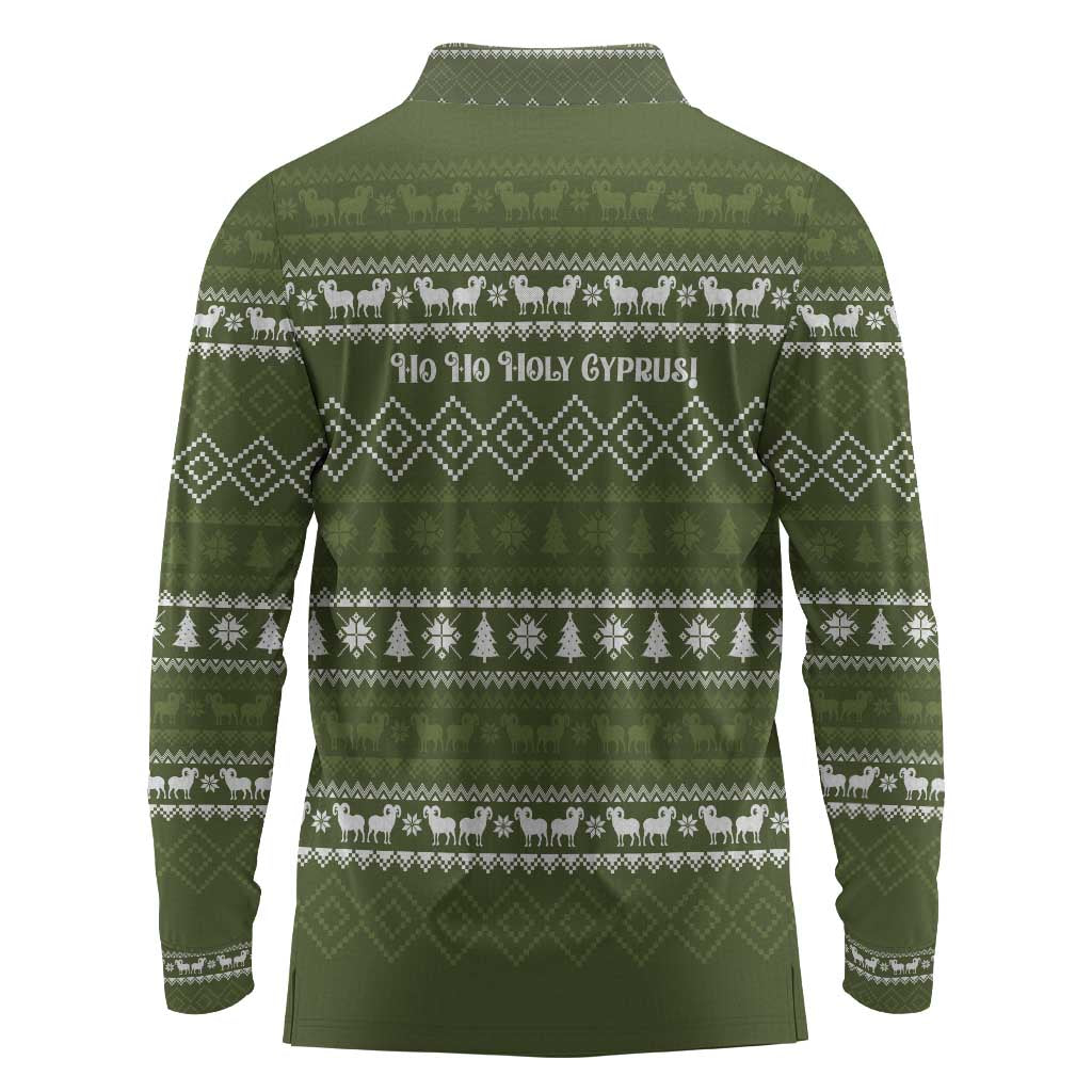 Cyprus Christmas Long Sleeve Polo Shirt Santa Riding Ram Ho Ho Holy Cyprus - African Pride