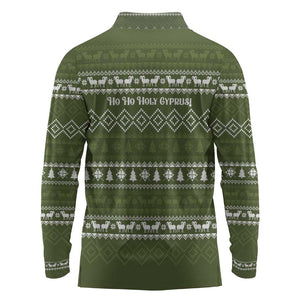 Cyprus Christmas Long Sleeve Polo Shirt Santa Riding Ram Ho Ho Holy Cyprus - African Pride