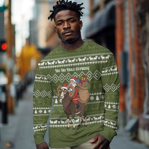 Cyprus Christmas Long Sleeve Shirt Santa Riding Ram Ho Ho Holy Cyprus - African Pride