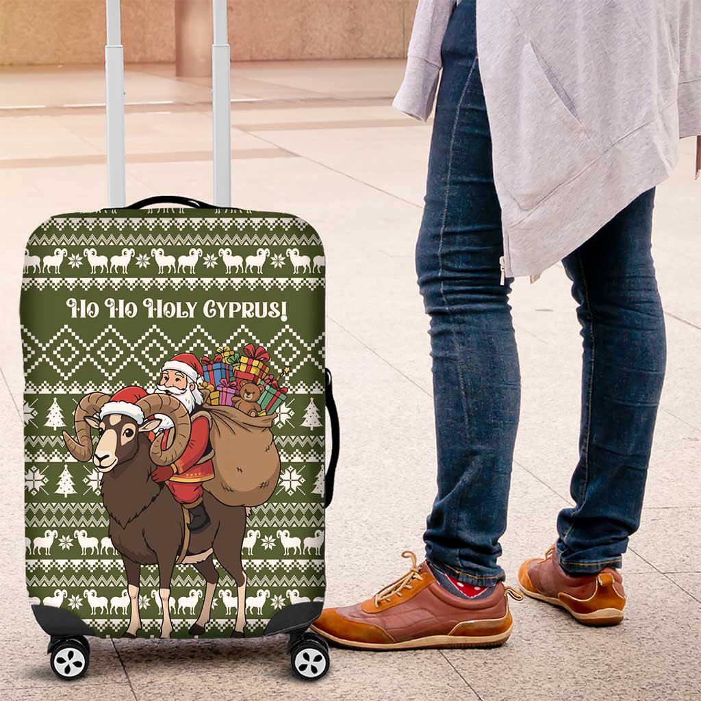 Cyprus Christmas Luggage Cover Santa Riding Ram Ho Ho Holy Cyprus - African Pride
