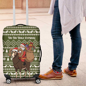 Cyprus Christmas Luggage Cover Santa Riding Ram Ho Ho Holy Cyprus - African Pride
