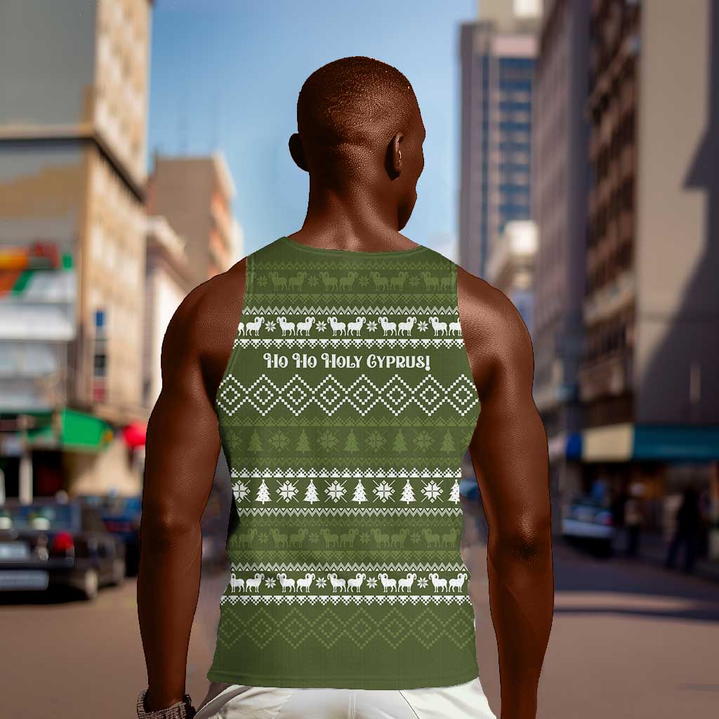 Cyprus Christmas Men Tank Top Santa Riding Ram Ho Ho Holy Cyprus - African Pride