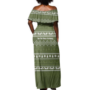 Cyprus Christmas Off Shoulder Maxi Dress Santa Riding Ram Ho Ho Holy Cyprus - African Pride