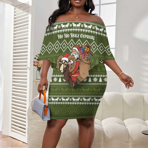 Cyprus Christmas Off Shoulder Short Dress Santa Riding Ram Ho Ho Holy Cyprus - African Pride