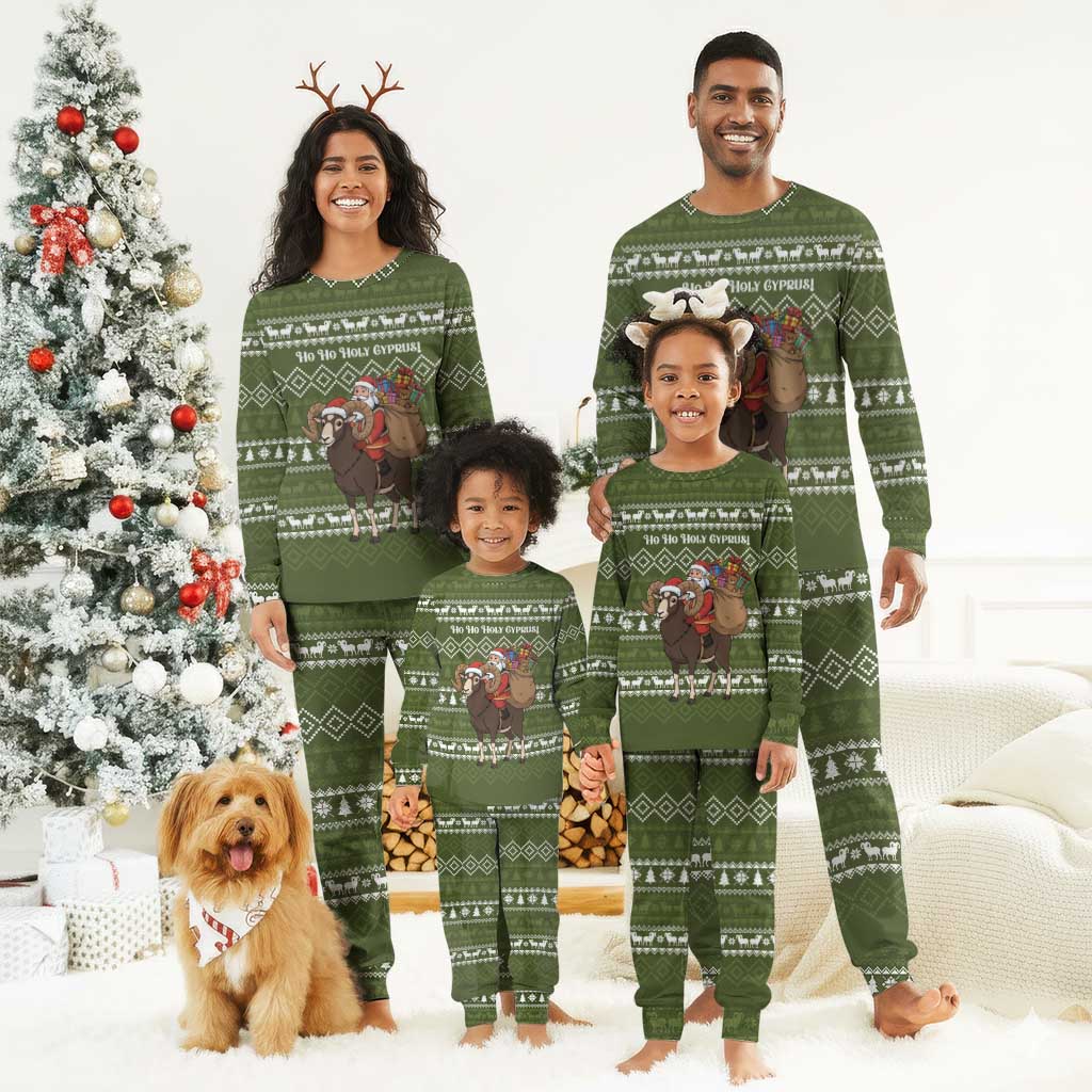 Cyprus Christmas Pajama Set Santa Riding Ram Ho Ho Holy Cyprus - African Pride