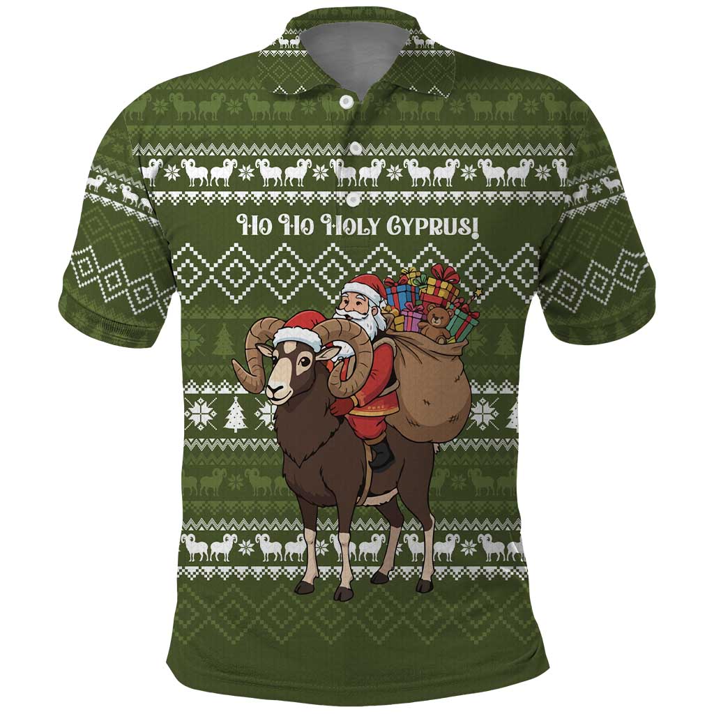 Cyprus Christmas Polo Shirt Santa Riding Ram Ho Ho Holy Cyprus - African Pride