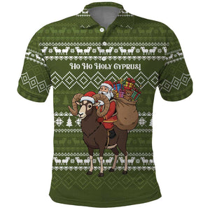Cyprus Christmas Polo Shirt Santa Riding Ram Ho Ho Holy Cyprus - African Pride