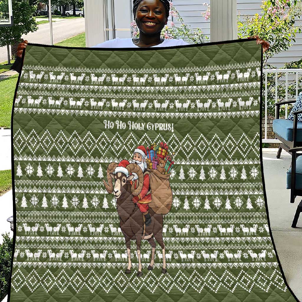 Cyprus Christmas Quilt Santa Riding Ram Ho Ho Holy Cyprus - African Pride