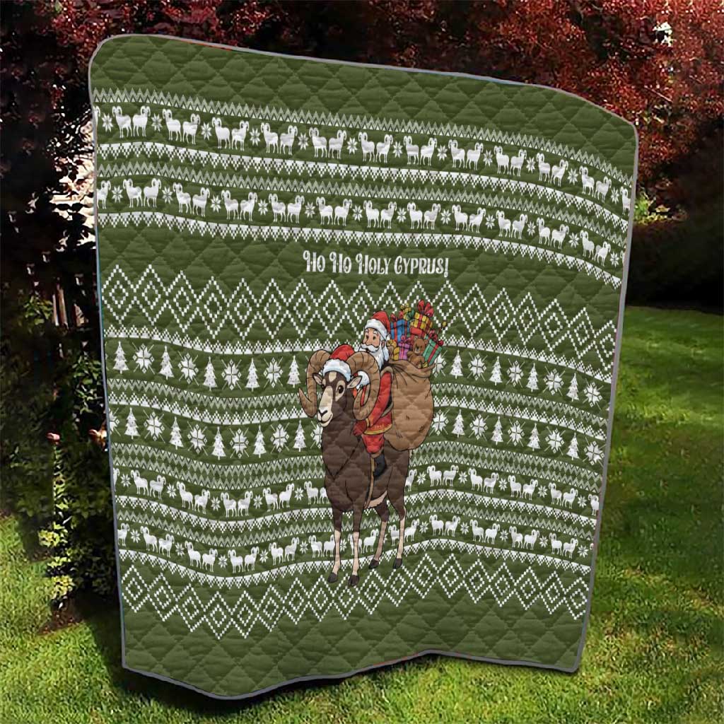 Cyprus Christmas Quilt Santa Riding Ram Ho Ho Holy Cyprus - African Pride