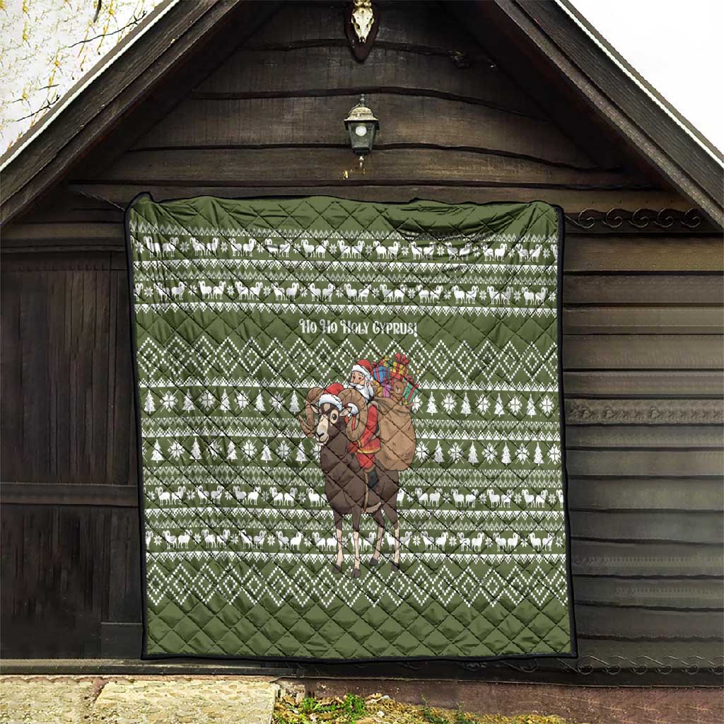 Cyprus Christmas Quilt Santa Riding Ram Ho Ho Holy Cyprus - African Pride