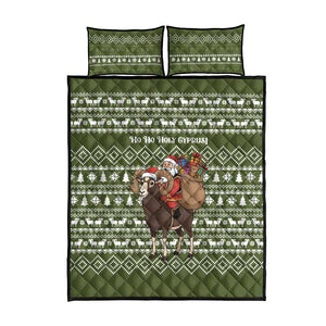 Cyprus Christmas Quilt Bed Set Santa Riding Ram Ho Ho Holy Cyprus - African Pride