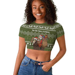 Cyprus Christmas Raglan Cropped T shirt Santa Riding Ram Ho Ho Holy Cyprus - African Pride