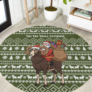 Cyprus Christmas Round Carpet Santa Riding Ram Ho Ho Holy Cyprus - African Pride