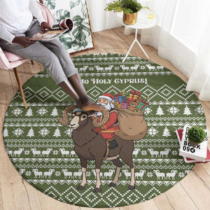 Cyprus Christmas Round Carpet Santa Riding Ram Ho Ho Holy Cyprus - African Pride