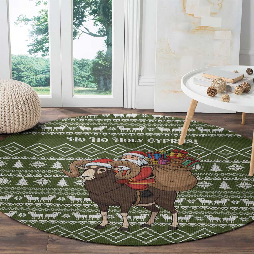 Cyprus Christmas Round Carpet Santa Riding Ram Ho Ho Holy Cyprus - African Pride