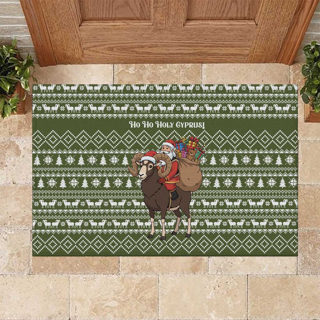 Cyprus Christmas Rubber Doormat Santa Riding Ram Ho Ho Holy Cyprus - African Pride
