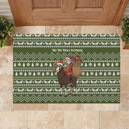 Cyprus Christmas Rubber Doormat Santa Riding Ram Ho Ho Holy Cyprus - African Pride