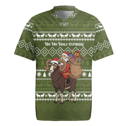 Cyprus Christmas Rugby Jersey Santa Riding Ram Ho Ho Holy Cyprus - African Pride