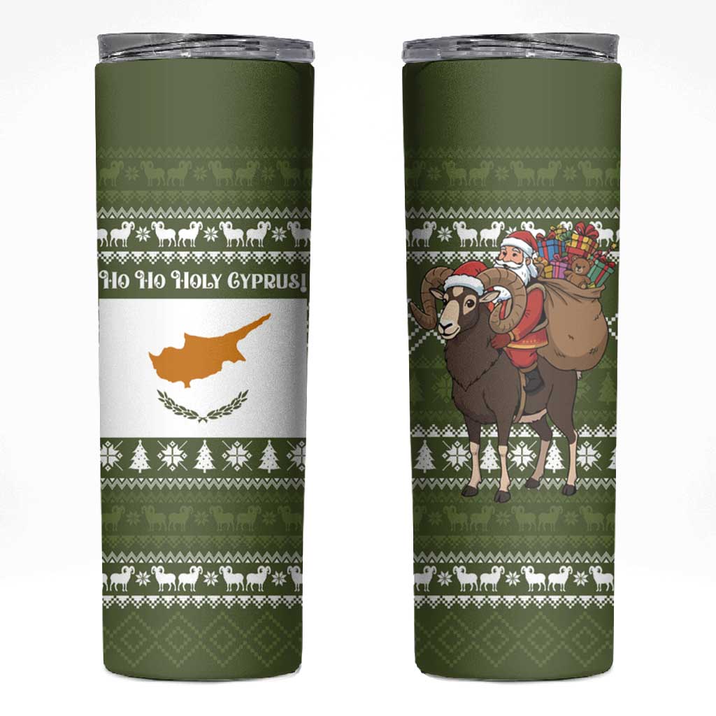 Cyprus Christmas Skinny Tumbler Santa Riding Ram Ho Ho Holy Cyprus - African Pride