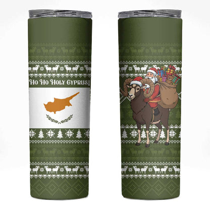 Cyprus Christmas Skinny Tumbler Santa Riding Ram Ho Ho Holy Cyprus - African Pride