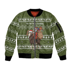 Cyprus Christmas Sleeve Zip Bomber Jacket Santa Riding Ram Ho Ho Holy Cyprus - African Pride