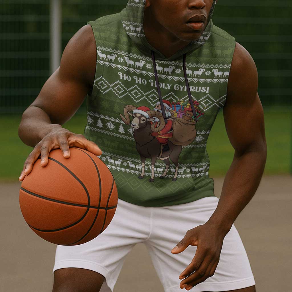 Cyprus Christmas Sleeveless Hoodie Santa Riding Ram Ho Ho Holy Cyprus - African Pride