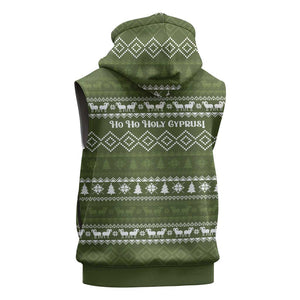 Cyprus Christmas Sleeveless Zip Hoodie Santa Riding Ram Ho Ho Holy Cyprus - African Pride