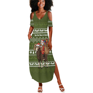 Cyprus Christmas Summer Maxi Dress Santa Riding Ram Ho Ho Holy Cyprus - African Pride